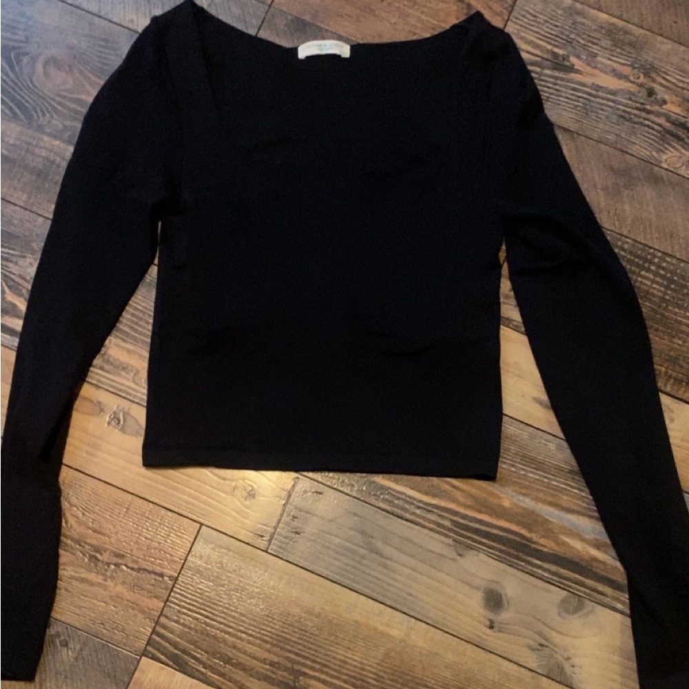 Altar'd State Black Square Neck Long Sleeve Top